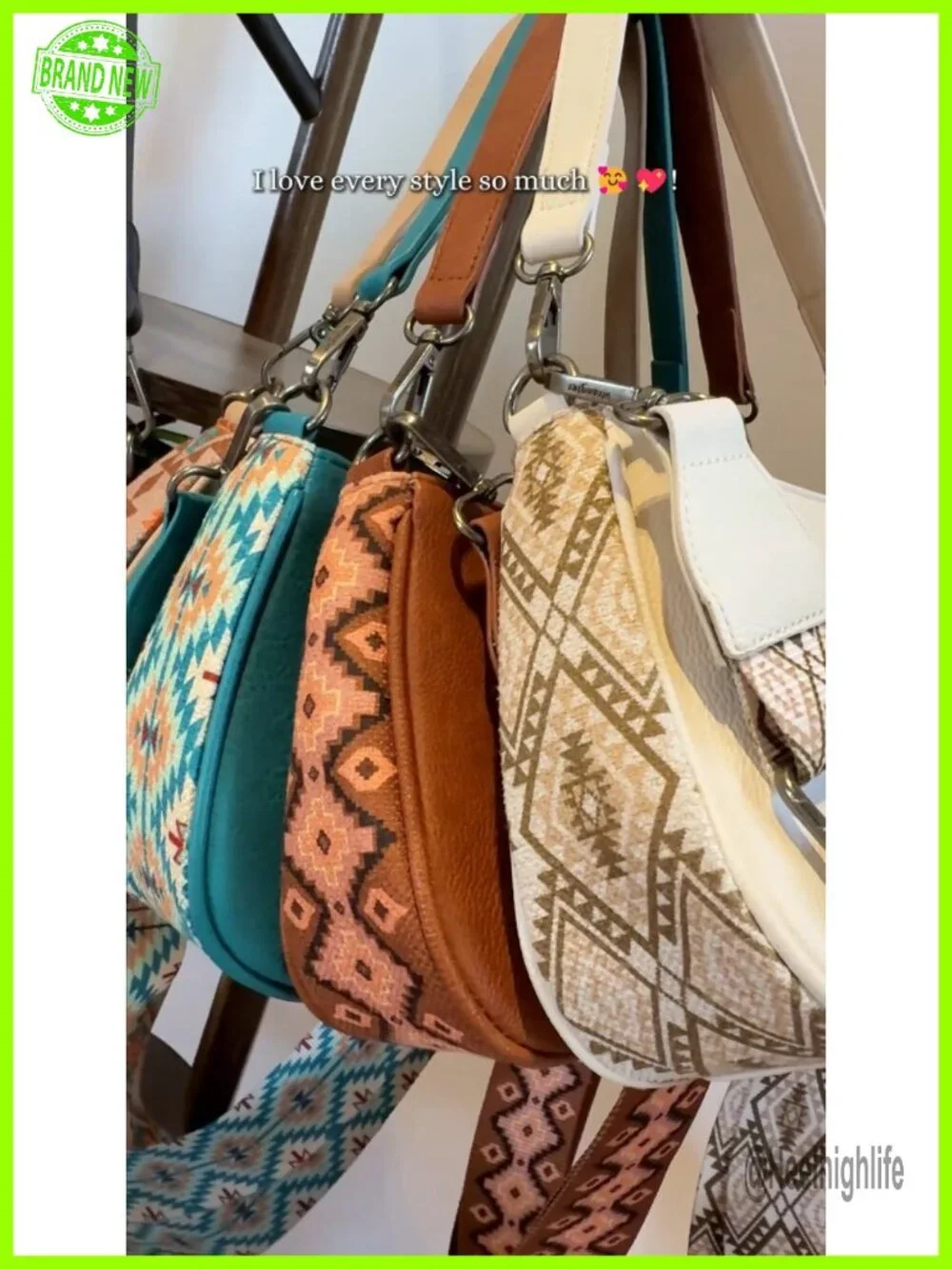 Wrangler Aztec Print Hobo Shoulder Bag with Detachable Crossbody Strap